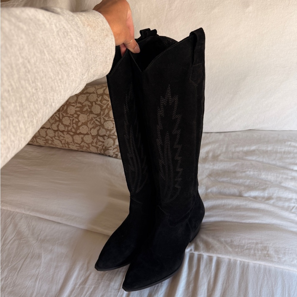 Black Suede Women's Cowboy Boots